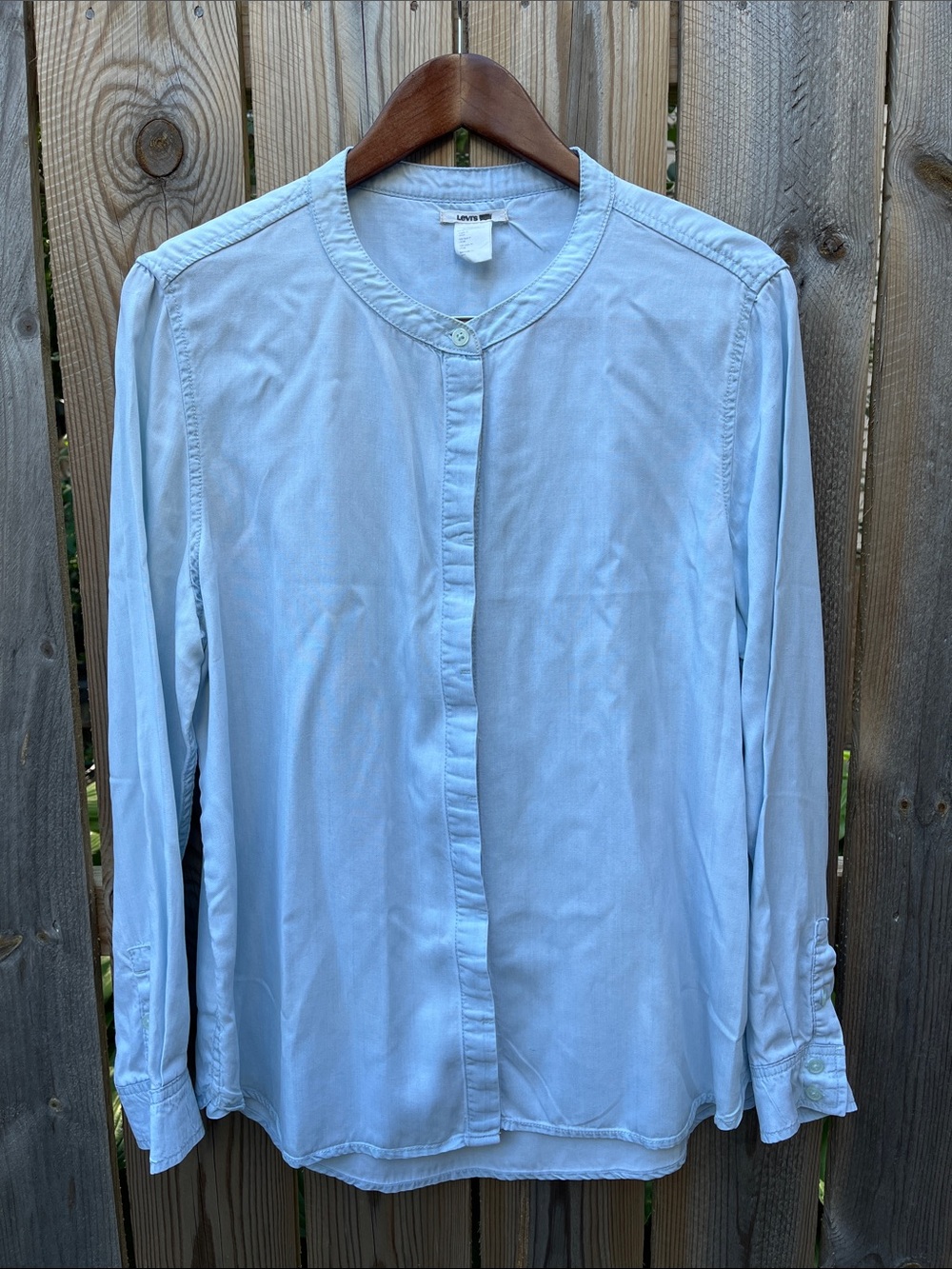 Levi's Light Blue Collarless Button-Up  Long Sleeve Shirt Size XL